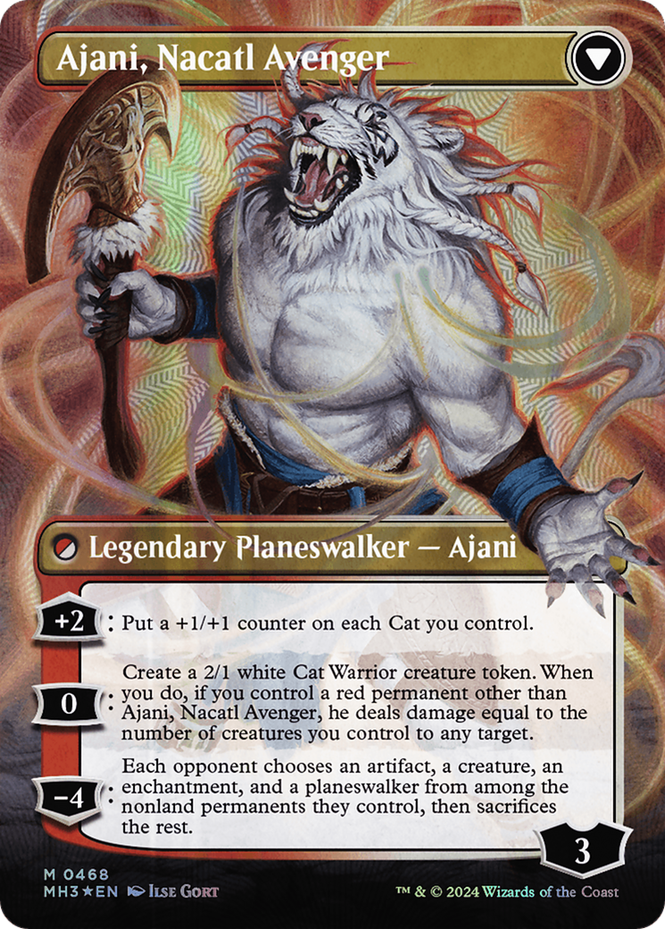Ajani, Nacatl Pariah // Ajani, Nacatl Avenger (Borderless) (Textured Foil) [Modern Horizons 3]-2