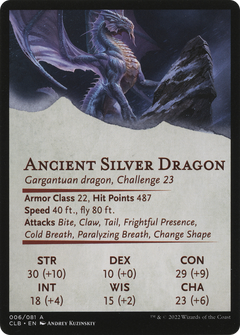 Ancient Silver Dragon // Ancient Silver Dragon (ACLB-006) - Battle for Baldur's Gate Art Series (Borderless) Foil-2