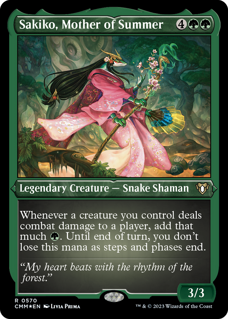 Sakiko, Mother of Summer (CMM-570) - Commander Masters Etched Foil-1