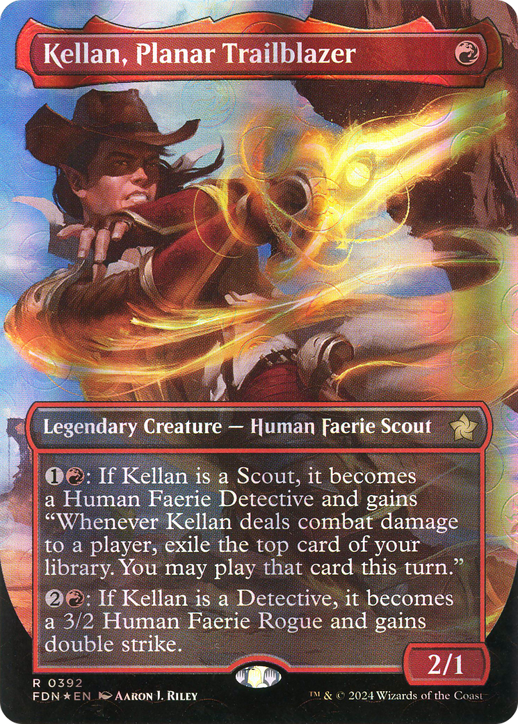 Kellan, Planar Trailblazer (Borderless) (Mana Foil) [Foundations]-1