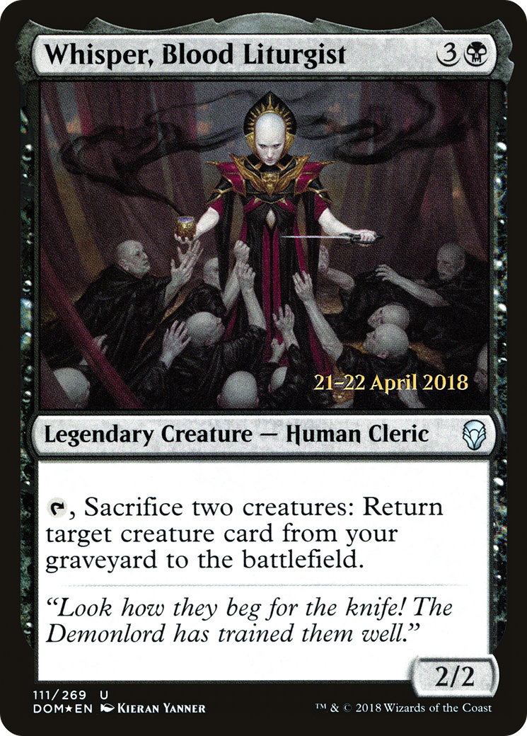 Whisper, Blood Liturgist (PRE-111) - Dominaria Promos Foil-1