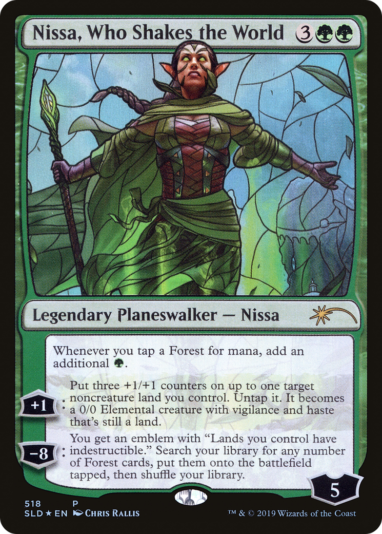 Nissa, Who Shakes the World (Stained Glass) [Secret Lair Drop Promos]-1