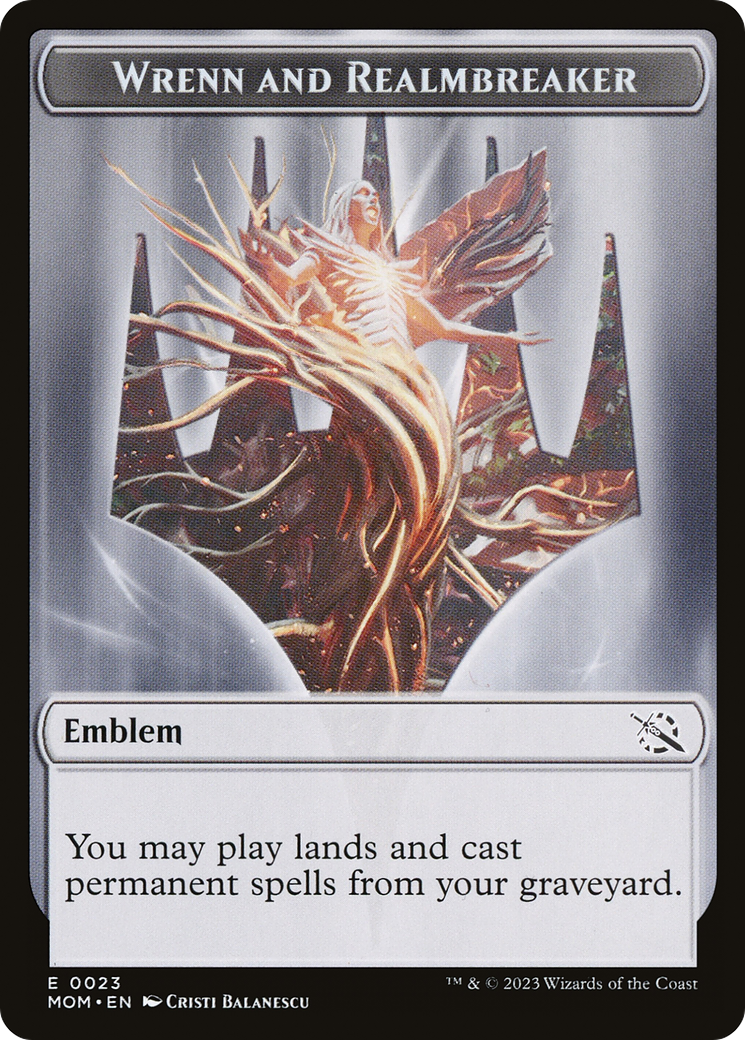 Treasure (21) // Wrenn and Realmbreaker Emblem Double-Sided Token [March of the Machine Tokens]-2