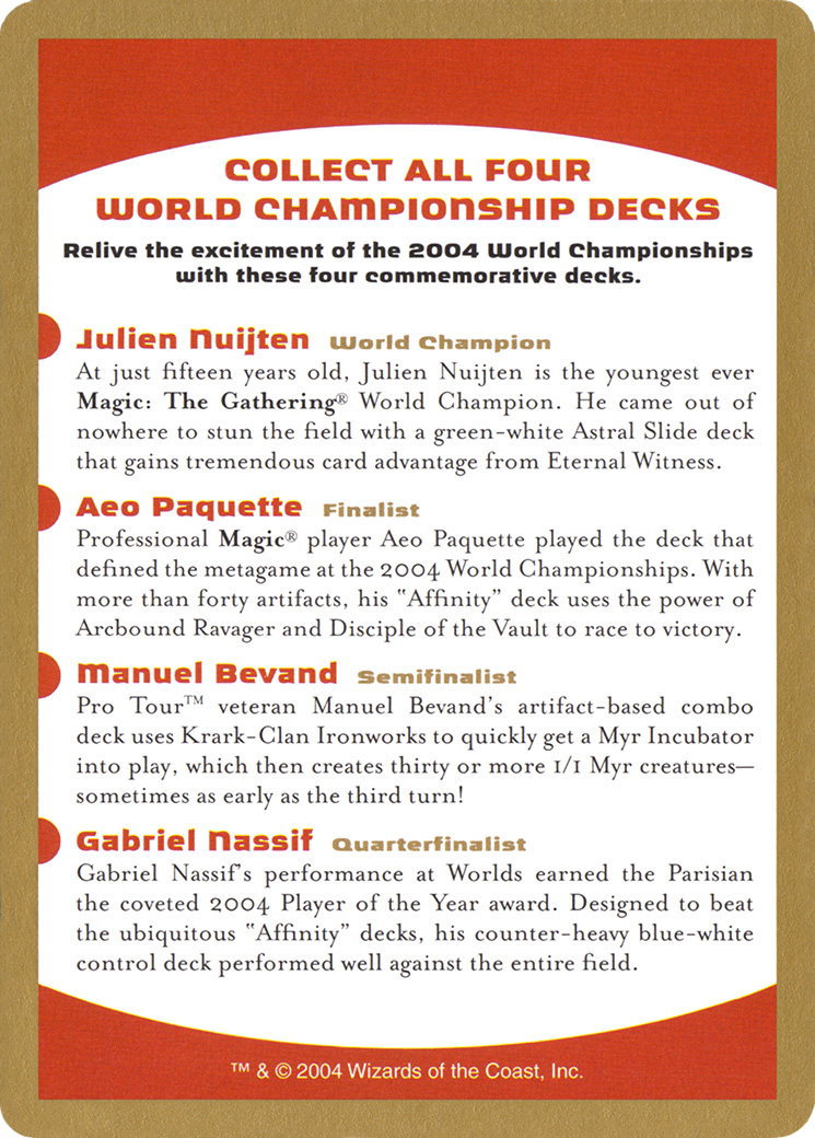 2004 World Championship Advertisement Card (WCD-) - World Championship Decks 2004-1