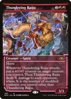 Thundering Raiju (Showcase Soft Glow) [Kamigawa: Neon Dynasty]-1