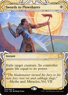 Swords to Plowshares (STA-010) - Strixhaven Mystical Archive: (Showcase) (Borderless) Etched Foil-1