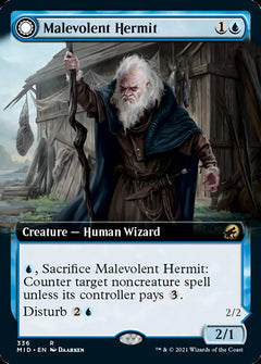 Malevolent Hermit // Benevolent Geist (Extended Art) [Innistrad: Midnight Hunt]-1