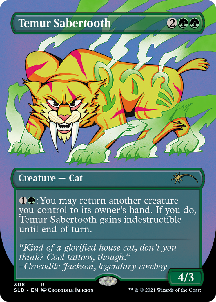 Temur Sabertooth (SLD-308) - Secret Lair Drop (Borderless) Etched Foil-1