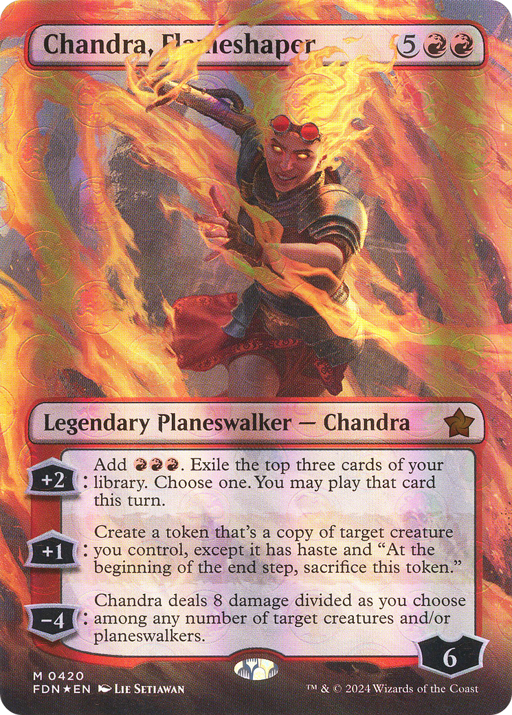 Chandra, Flameshaper (Borderless) (Mana Foil) [Foundations]-1