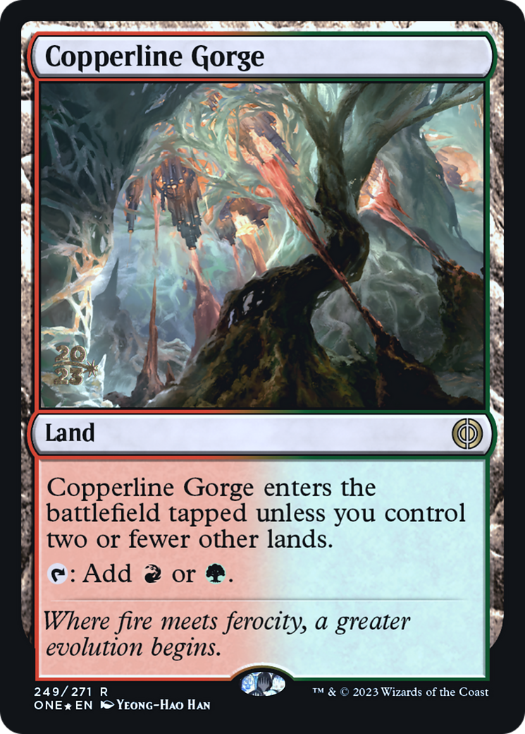 Copperline Gorge [Phyrexia: All Will Be One Prerelease Promos]-1