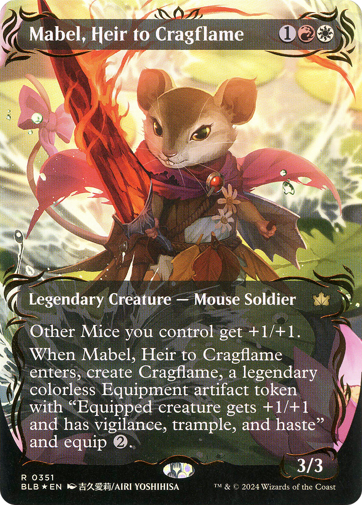Mabel, Heir to Cragflame (Borderless) (Raised Foil) [Bloomburrow]-1