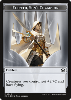 Warrior // Elspeth, Sun's Champion Emblem Double-Sided Token [March of the Machine Commander Tokens]-2
