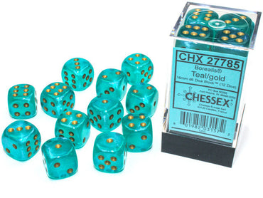 CHX D6 Borealis 16mm d6 Teal/gold Luminary Dice Block