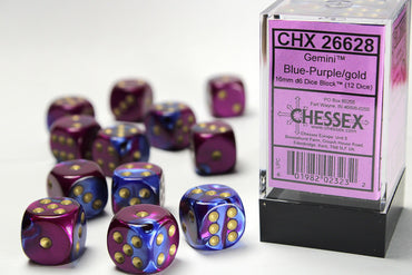 CHX D6 Gemini 16mm d6 Blue-Purple/gold Dice Block