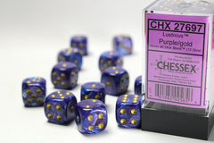 CHX D6 Lustrous 16mm d6 Purple/gold Dice Block (12 dice)-1