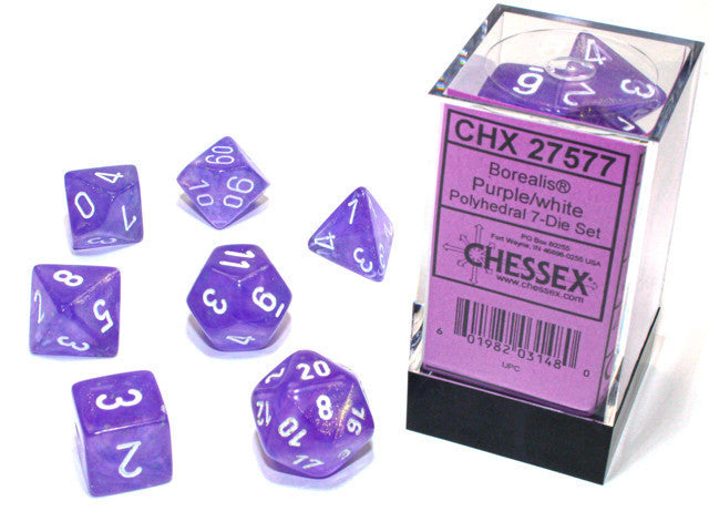 CHX27577 Borealis Polyhedral Purple/white Luminary 7-Die Set