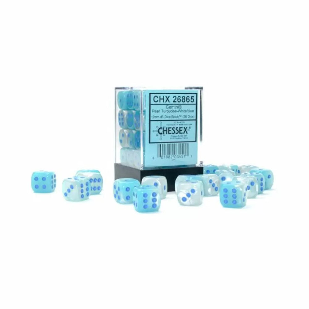 CHX 26865 Gemini 12mm d6 Pearl Turquoise-White/Blue Luminary Block (36)