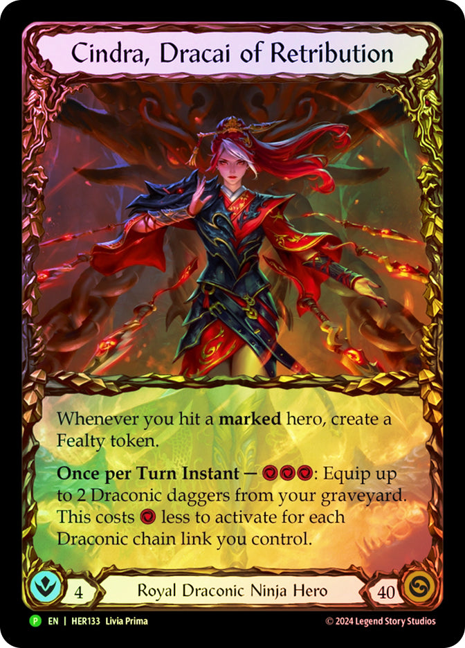 Cindra, Dracai of Retribution [HER133] (Promo)  Rainbow Foil-1