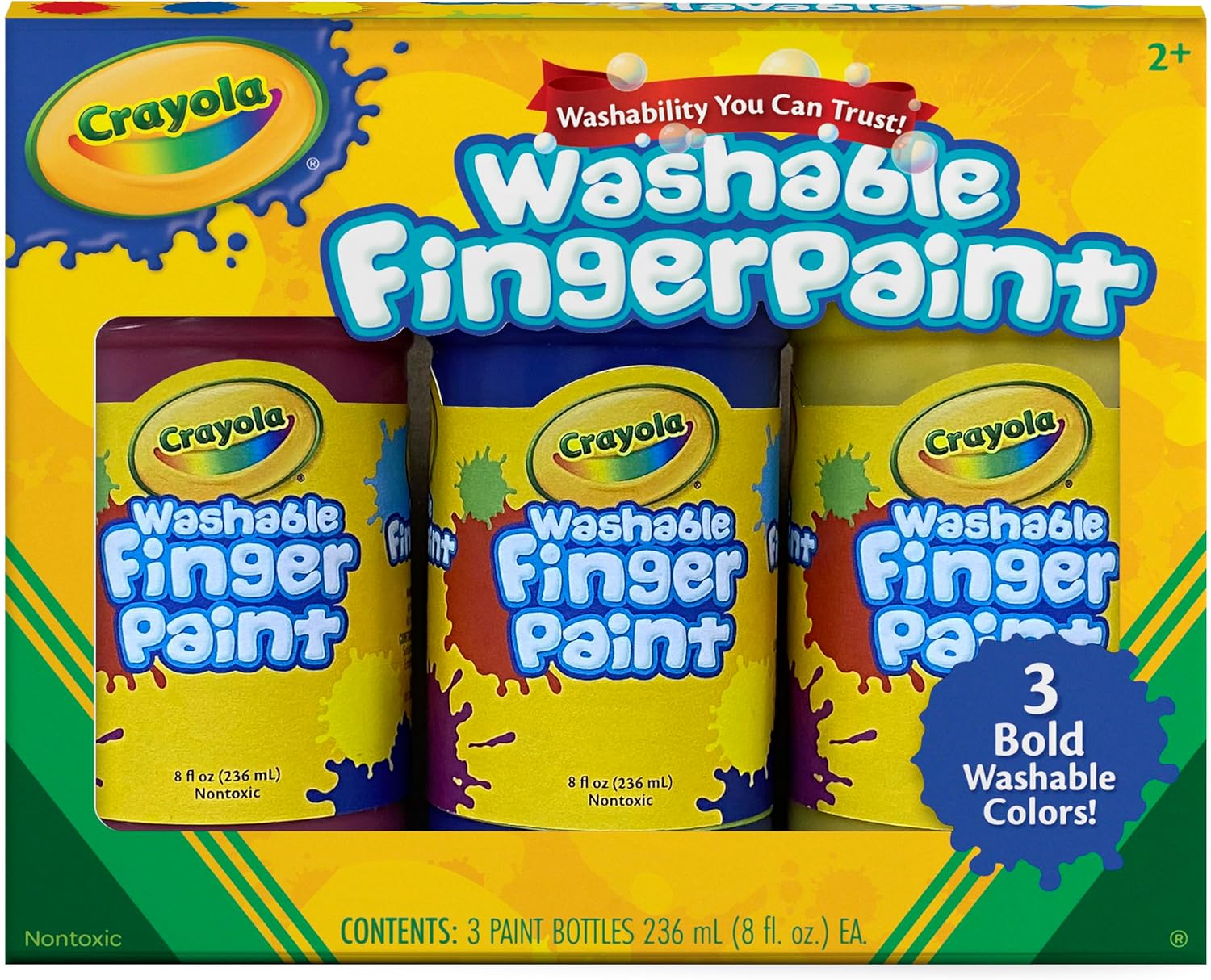 Crayola Washable Fingerpaints, 3 Count
