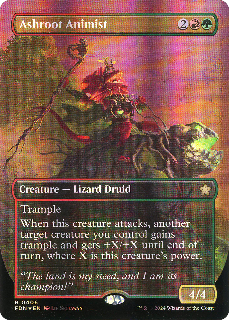 Ashroot Animist (Borderless) (Mana Foil) [Foundations]-1