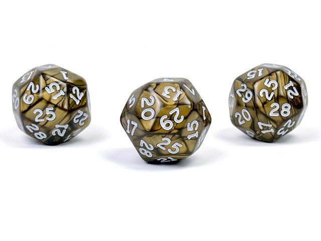 CHX d30 Single Dice Pearlescent Antique Bronze/White-1