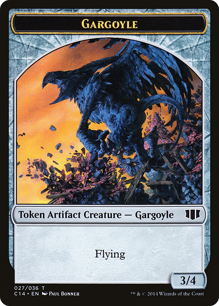 Gargoyle // Elf Warrior Double-Sided Token [Commander 2014 Tokens]-3