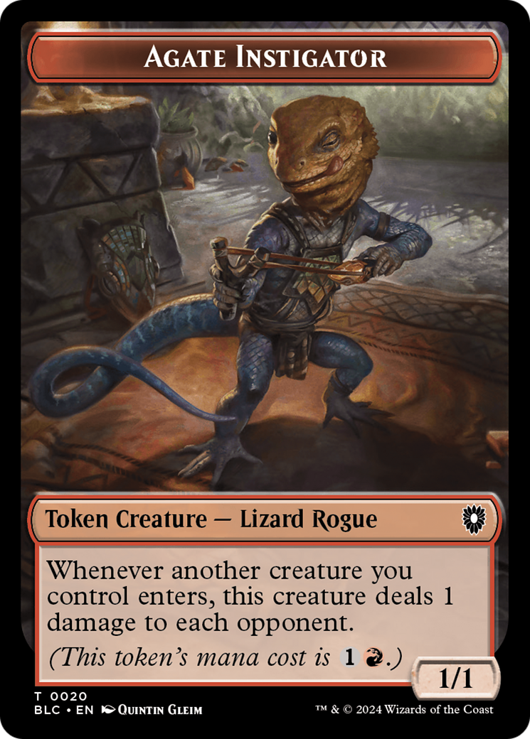 Agate Instigator // Rabbit Double-Sided Token [Bloomburrow Commander Tokens]-1