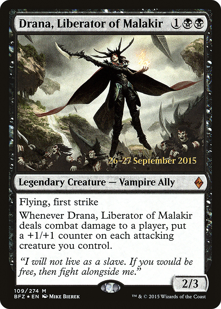 Drana, Liberator of Malakir [Battle for Zendikar Prerelease Promos]-1