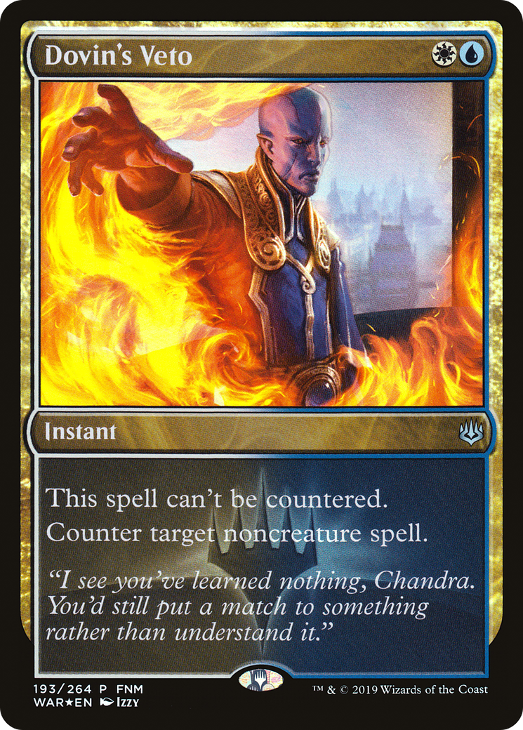 Dovin's Veto (FNM) [War of the Spark Promos]-1