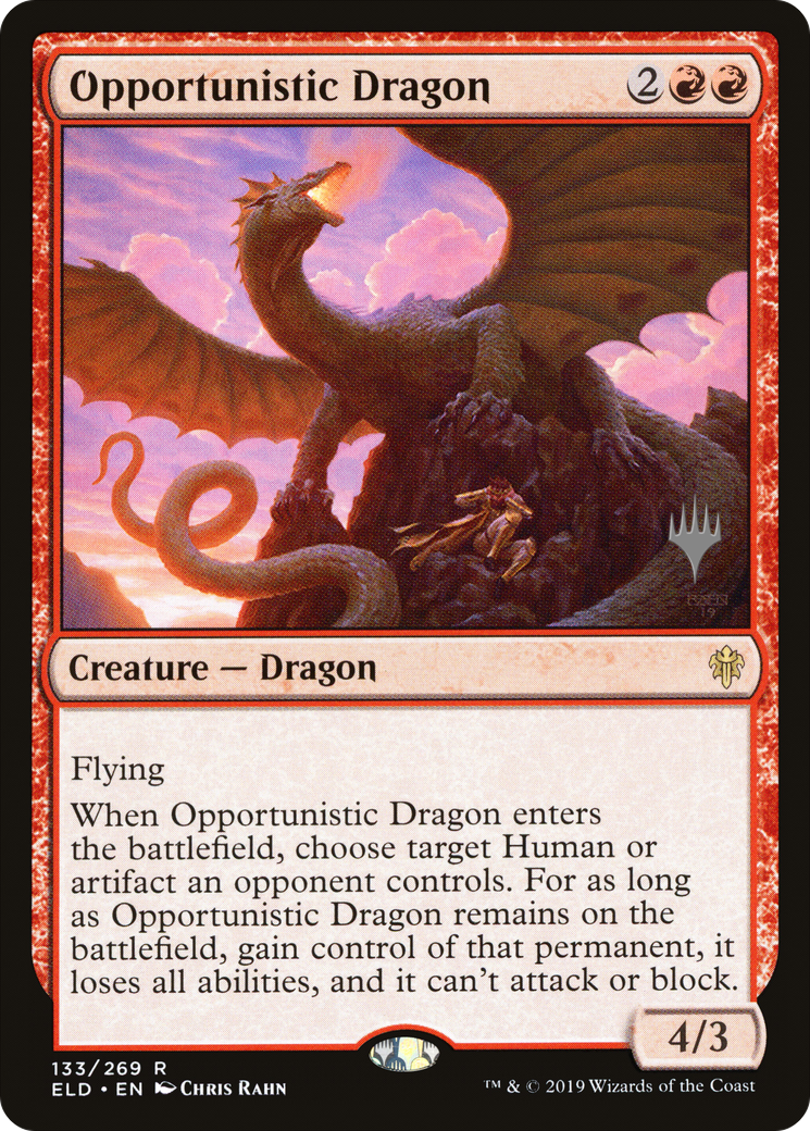 Opportunistic Dragon (Promo Pack) [Throne of Eldraine Promos]-1