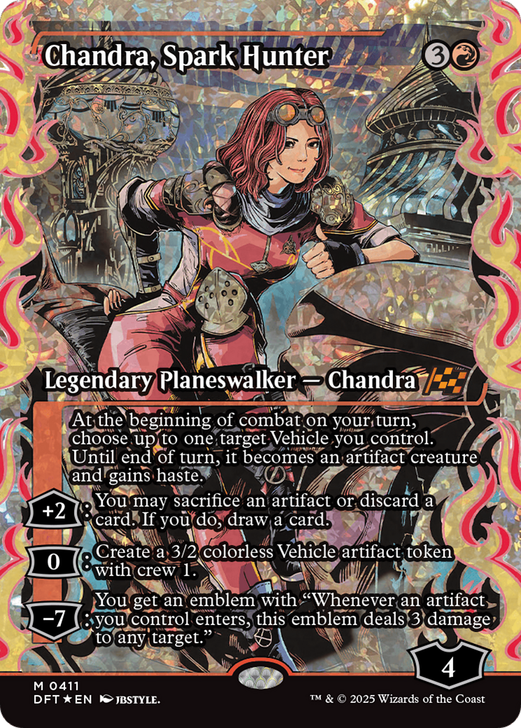 Chandra, Spark Hunter (Showcase Fracture Foil) (Japanese) [Aetherdrift]-1