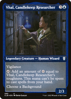 Vhal, Candlekeep Researcher (CLB-490) - Commander Legends: Battle for Baldur's Gate Etched Foil-1