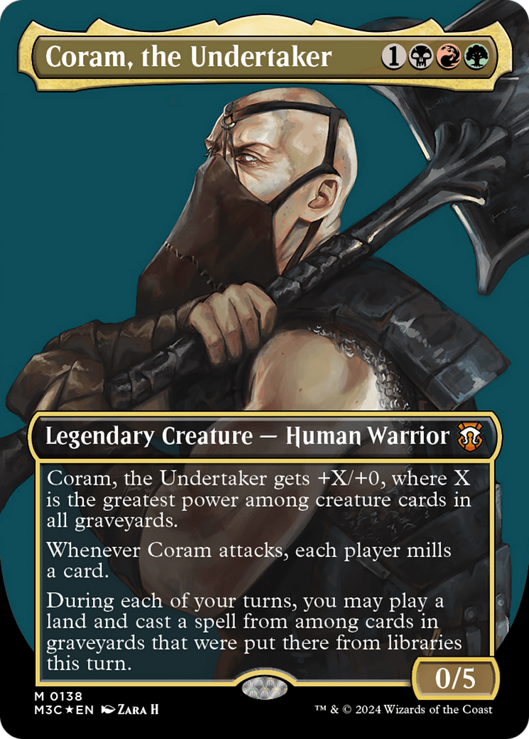 Coram, the Undertaker (Borderless) (Ripple Foil) [Modern Horizons 3 Commander]-1