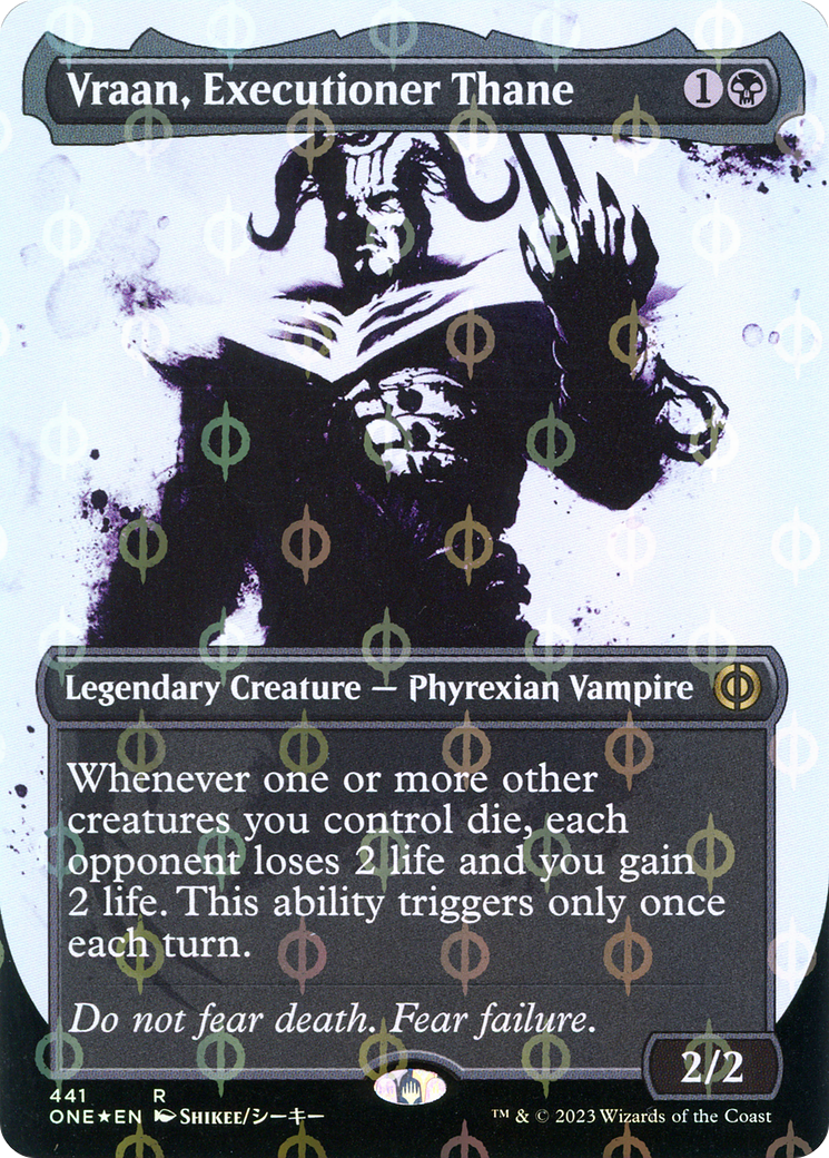Vraan, Executioner Thane (Showcase) (Step-and-Compleat Foil) (ONE-441) - Phyrexia: All Will Be One: (Showcase) (Borderless) Foil-1