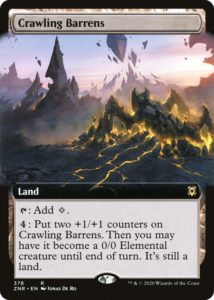 Crawling Barrens (Extended Art) [Zendikar Rising]-1