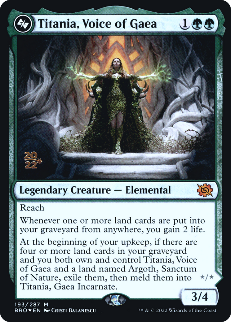 Titania, Voice of Gaea [The Brothers' War Prerelease Promos]-1