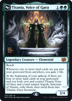 Titania, Voice of Gaea [The Brothers' War Prerelease Promos]-1