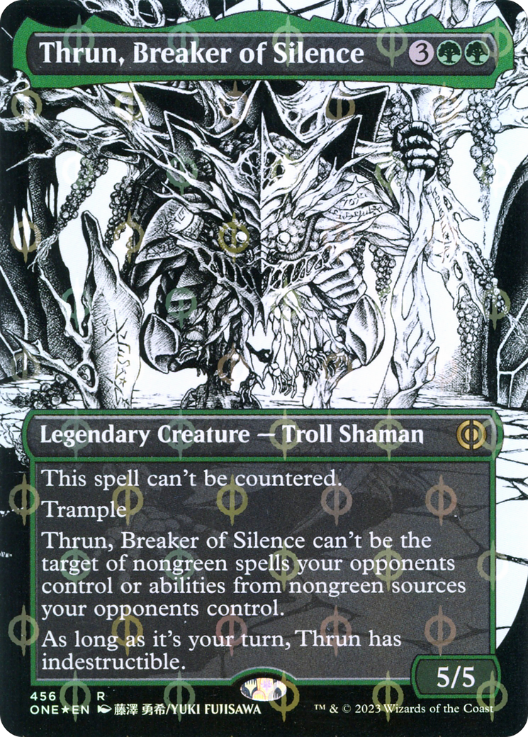 Thrun, Breaker of Silence (Borderless Manga Step-and-Compleat Foil) [Phyrexia: All Will Be One]-1