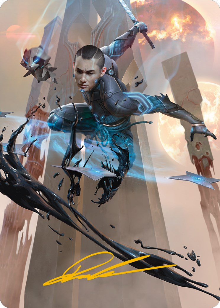 Kaito, Dancing Shadow Art Card (Gold-Stamped Signature) [Phyrexia: All Will Be One Art Series]-1