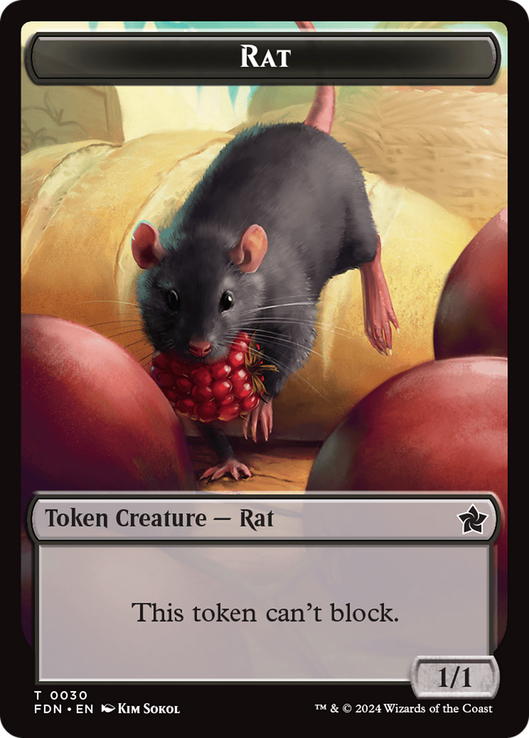 Elf Warrior // Rat (0030) Double-Sided Token [Foundations Tokens]-2