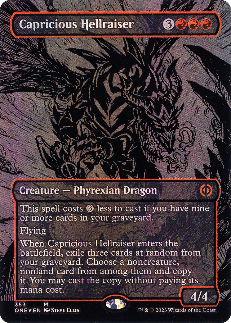 Capricious Hellraiser (Oil Slick Raised Foil) [Phyrexia: All Will Be One]-1