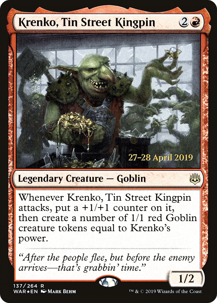 Krenko, Tin Street Kingpin [War of the Spark Prerelease Promos]-1