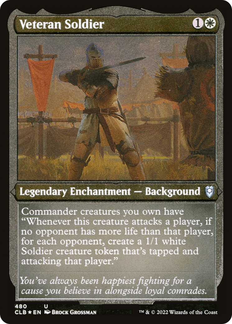 Veteran Soldier (CLB-480) - Commander Legends: Battle for Baldur's Gate Etched Foil-1