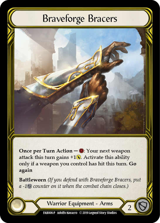 Braveforge Bracers [FAB006-P] (Promo)  1st Edition Cold Foil - Golden-1
