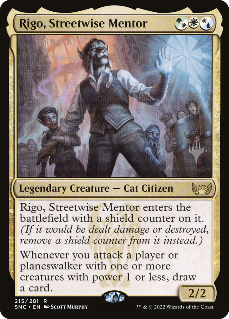 Rigo, Streetwise Mentor (Promo Pack) [Streets of New Capenna Promos]-1