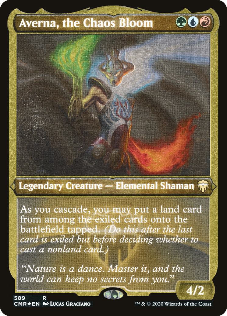 Averna, the Chaos Bloom (Etched) [Commander Legends]-1