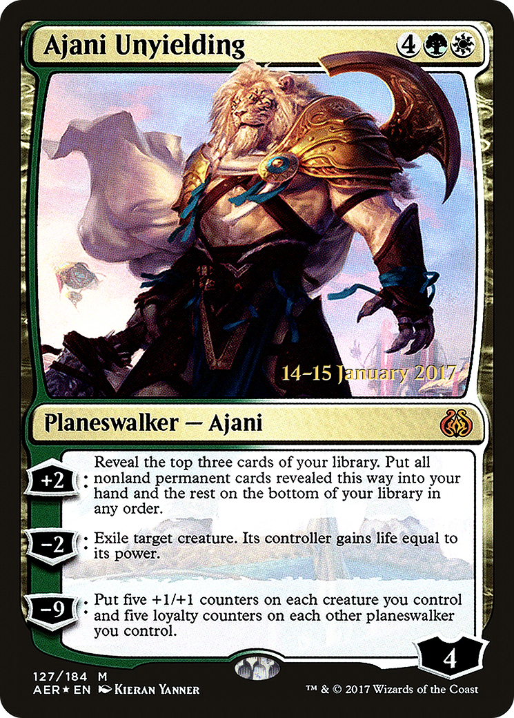 Ajani Unyielding [Aether Revolt Prerelease Promos]-1