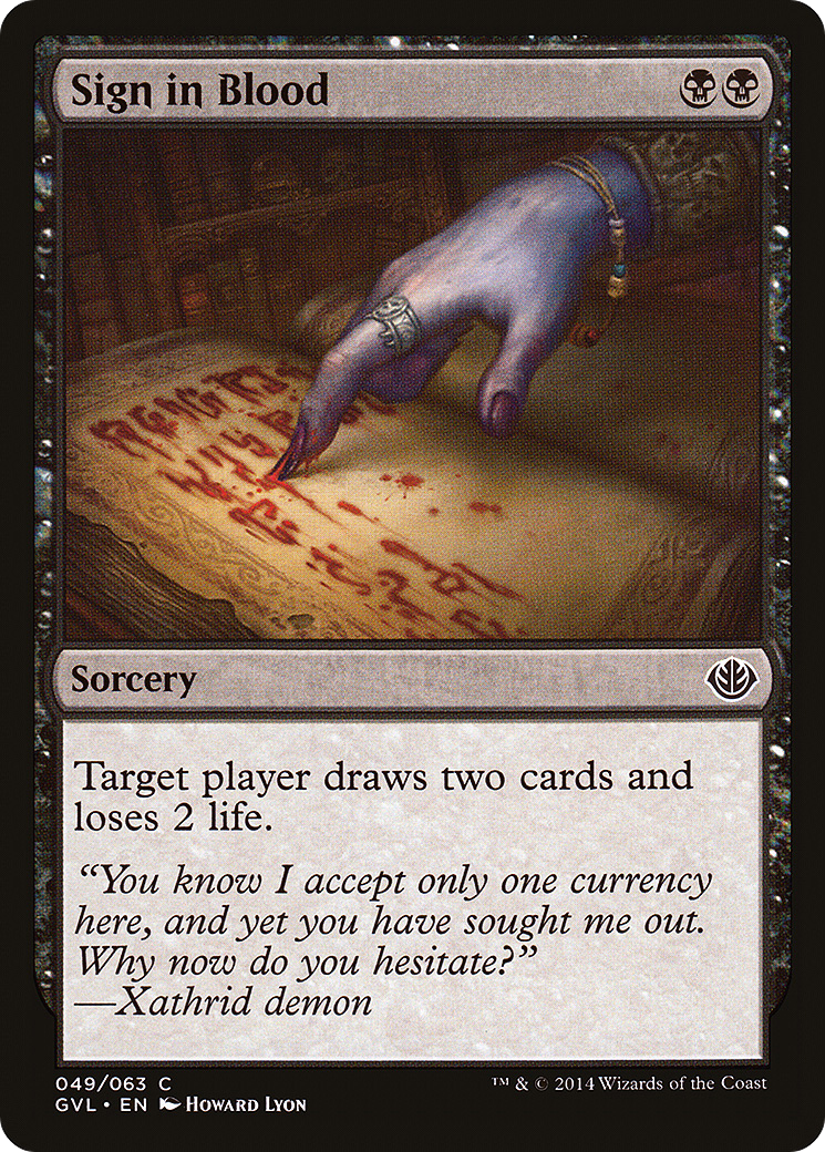 Sign in Blood (Garruk vs. Liliana) [Duel Decks Anthology]-1
