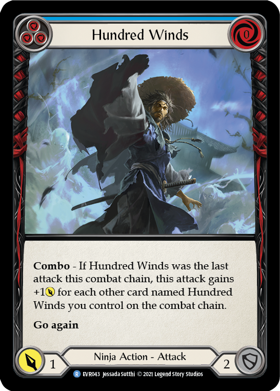 Hundred Winds (Blue) [EVR043] (Everfest)  1st Edition Rainbow Foil-2
