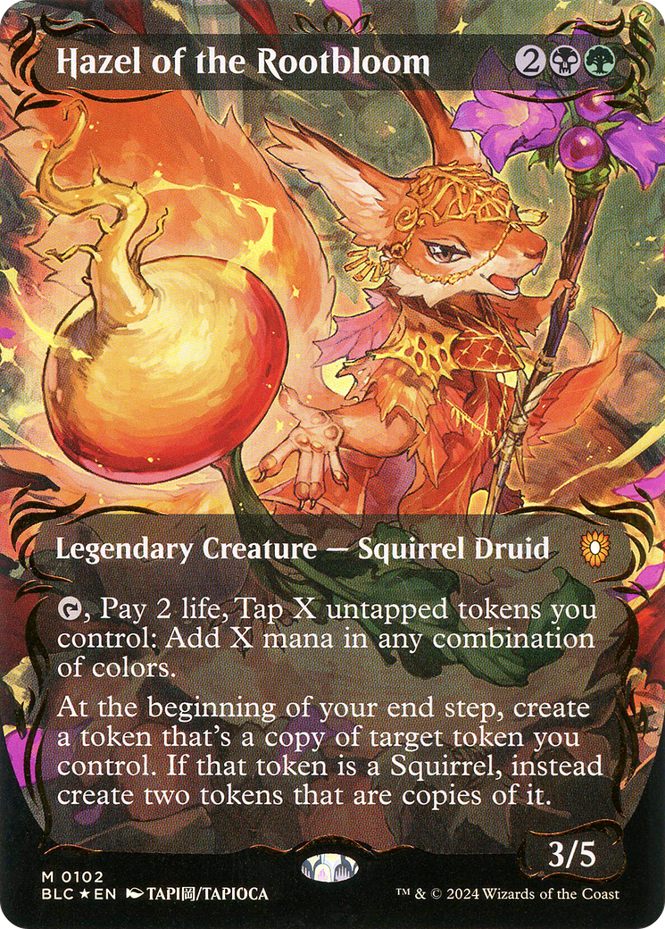 Hazel of the Rootbloom (Borderless) (Raised Foil) [Bloomburrow Commander]-1